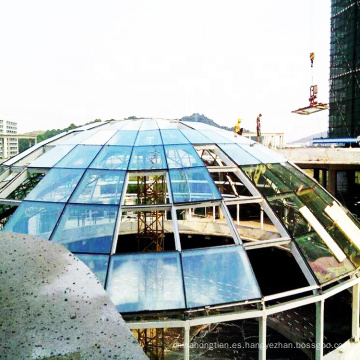 Instalación rápida Estructura de cúpula geodésica de vidrio de marco de acero ligero